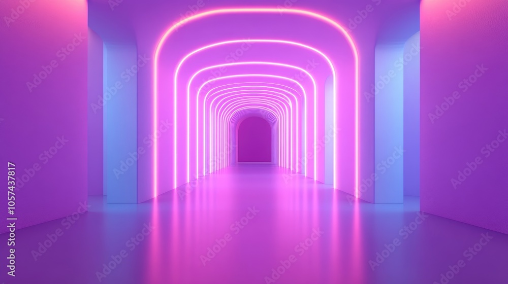 Poster 3d render of an abstract background showcasing an empty room with violet and mint walls an illuminat