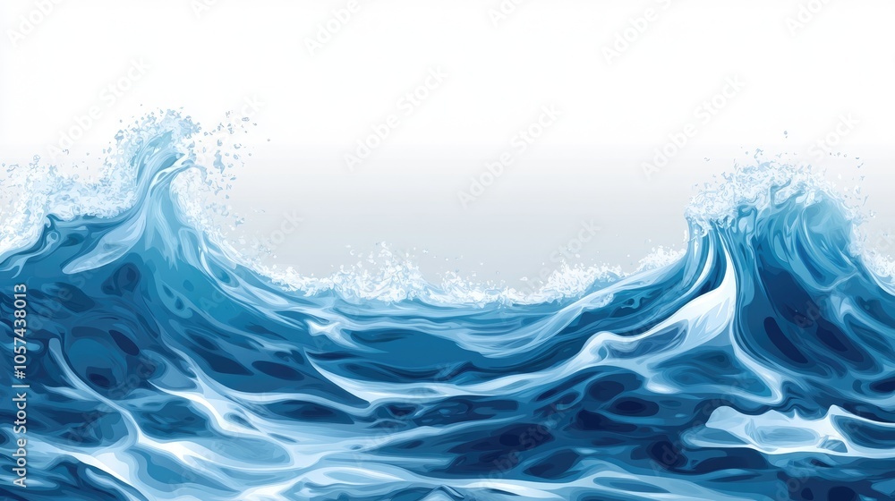 Aufkleber ocean wave patterns on water surface suitable for banners or book illustrations created using design