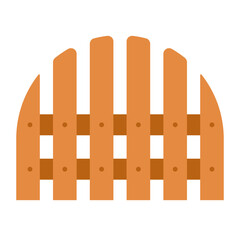 Flat Vector Illustration of Rustic Wooden Fence, Simple Outdoor Border Design, Wooden Fence Gate