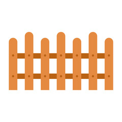 Flat Vector Illustration of Rustic Wooden Fence, Simple Outdoor Border Design, Wooden Fence Gate