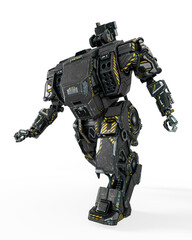 the war machine is running up for action on white background in side view