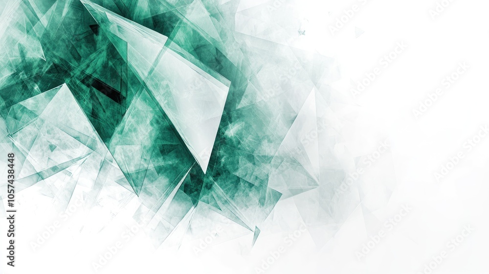 Poster contemporary abstract banner featuring an emerald and white background design enhanced with textured