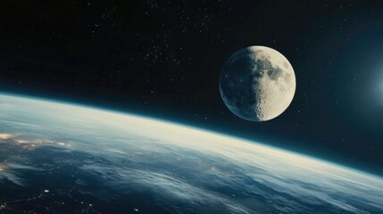 A breathtaking representation of the moon and earth showcasing their celestial bond
