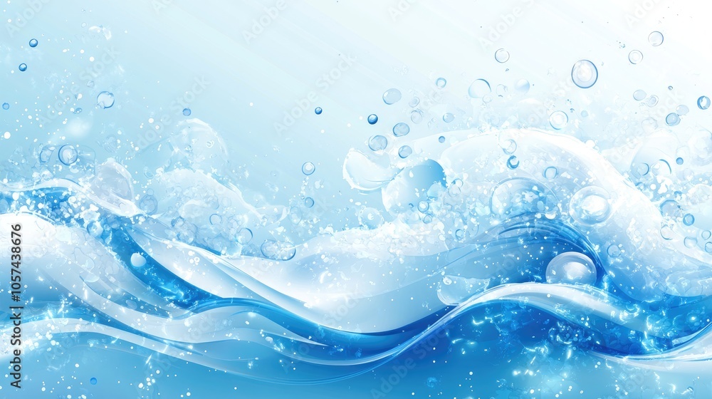 Poster abstract vector background and banner featuring water splashes and waves in a summer theme