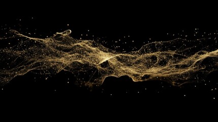 minimal elegant golden particles, not entirely full of particles, particle strand