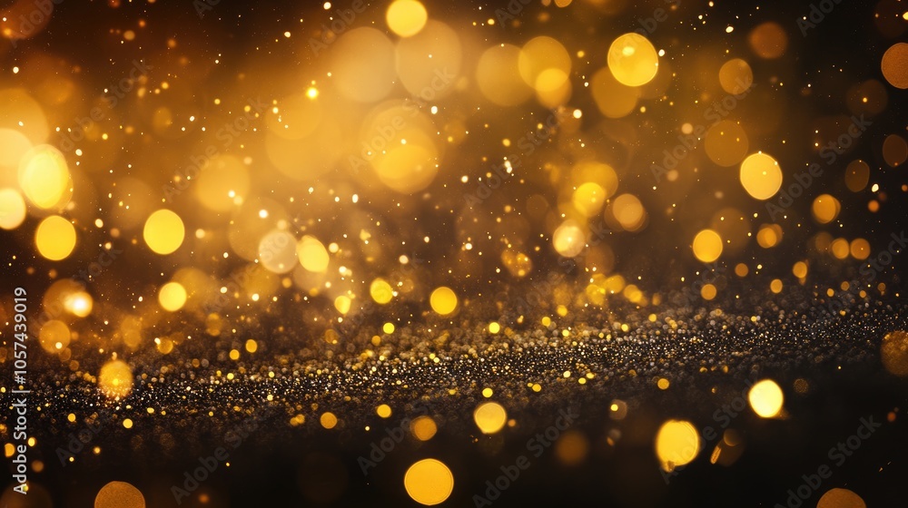 Poster golden glitter texture with bokeh lights creating an abstract background for festive celebrations fe