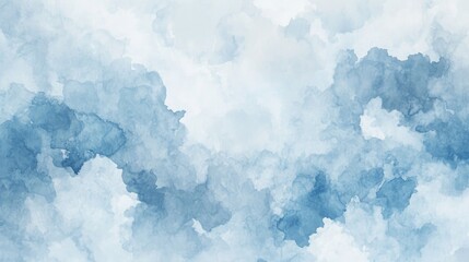 Soft blue tones blend seamlessly resembling serene cloudy skies in this calming watercolor abstract backdrop