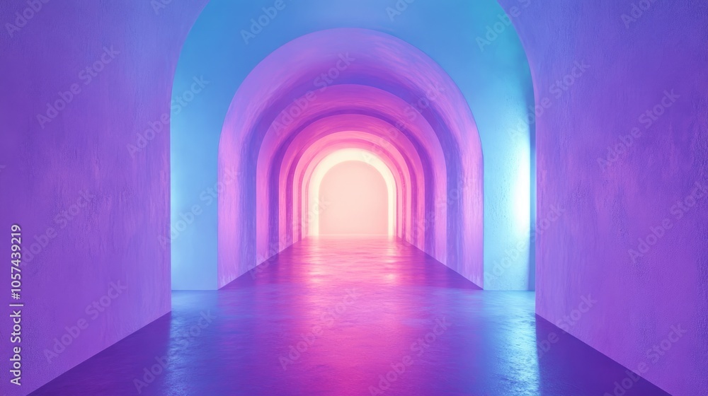 Poster 3d render of an abstract background showcasing an empty room with violet and mint walls an illuminat