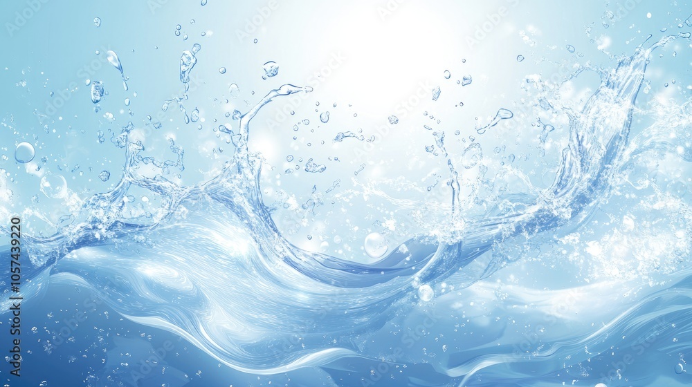 Poster abstract vector background and banner featuring water splashes and waves in a summer theme