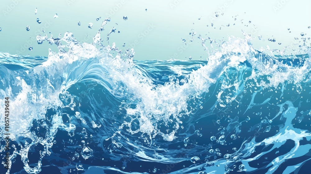 Poster abstract vector background and banner featuring water splashes and waves in a summer theme