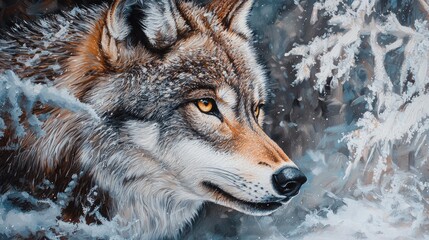 Obraz premium Portrait Of Wolf In Winter