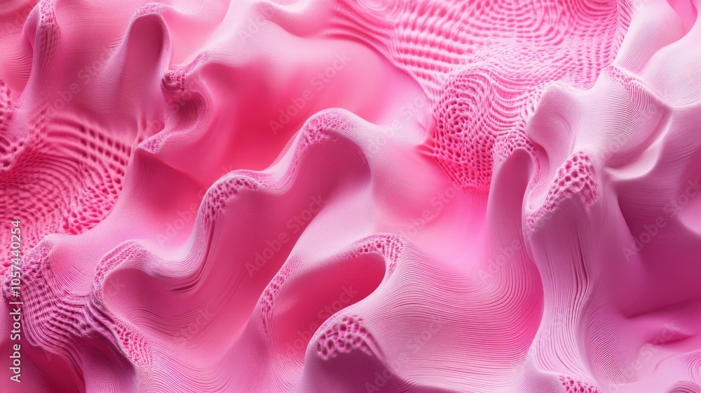 Poster dynamic 3d visualization of a vibrant pink surface featuring intricate textures