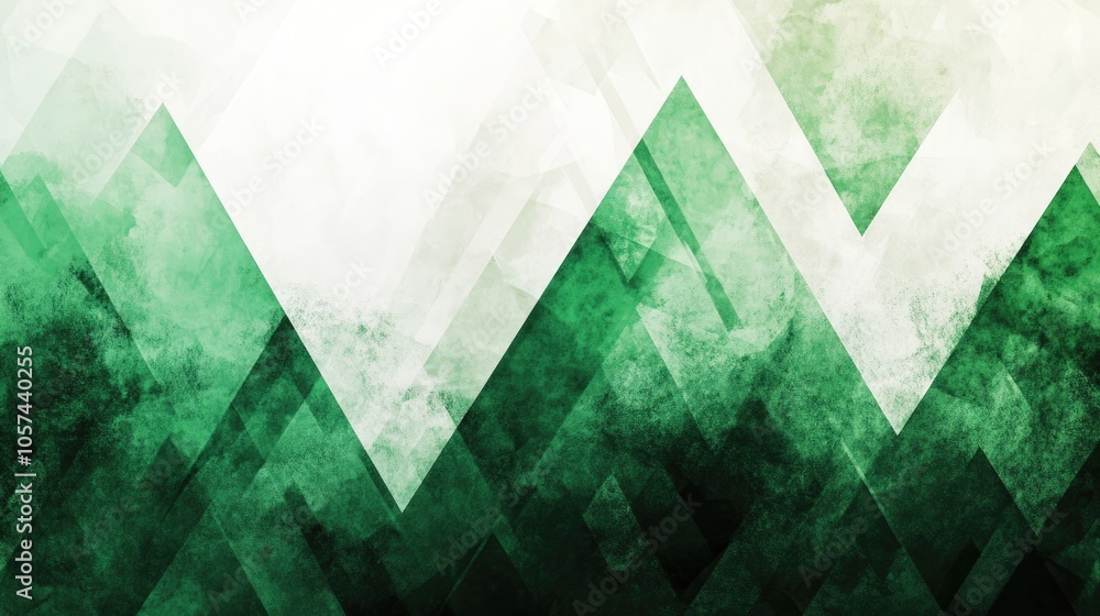 Poster contemporary abstract banner featuring an emerald and white background design enhanced with textured