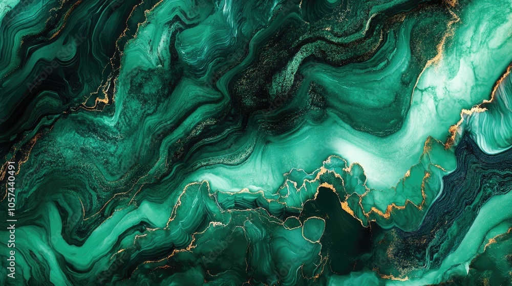 Poster emerald green fluid art featuring abstract drips and waves creating a marble effect background or te