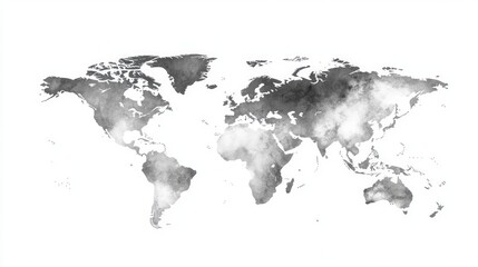 Fototapeta premium World map Grayscale,isolated on white background for website layouts,background,education, precise,customizable,Travel worldwide,map silhouette backdrop,earth geography, political,reports