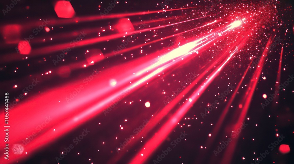 Poster Abstract representation of energy waves with glowing particles in a dark background.