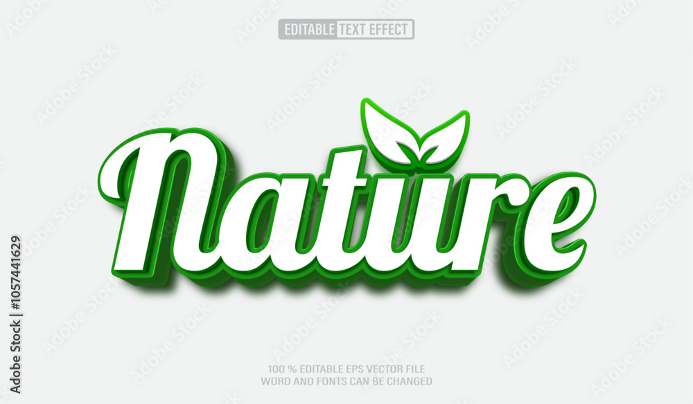 Poster editable 3d text style effect - nature text effect template