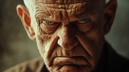 Obraz premium Older man with an angry look focused and intense