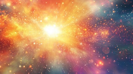 Obraz premium A vibrant space portal with colorful galaxy lighting and bright pulses creates a sense of energy and motion, capturing the essence of a dynamic cosmic journey with ample copy space.