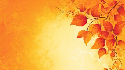 Fototapeta premium Autumn card design in vibrant orange color, perfect for creating a fall holiday background. This autumn card captures the essence of the season with ample copy space.