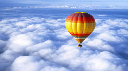 Naklejka premium Hot Air balloons flying tour over Mountains landscape spring sunrise, Hot air balloon over the field