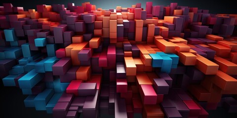 A dynamic and abstract composition of vibrant color blocks creating a striking visual rhythm