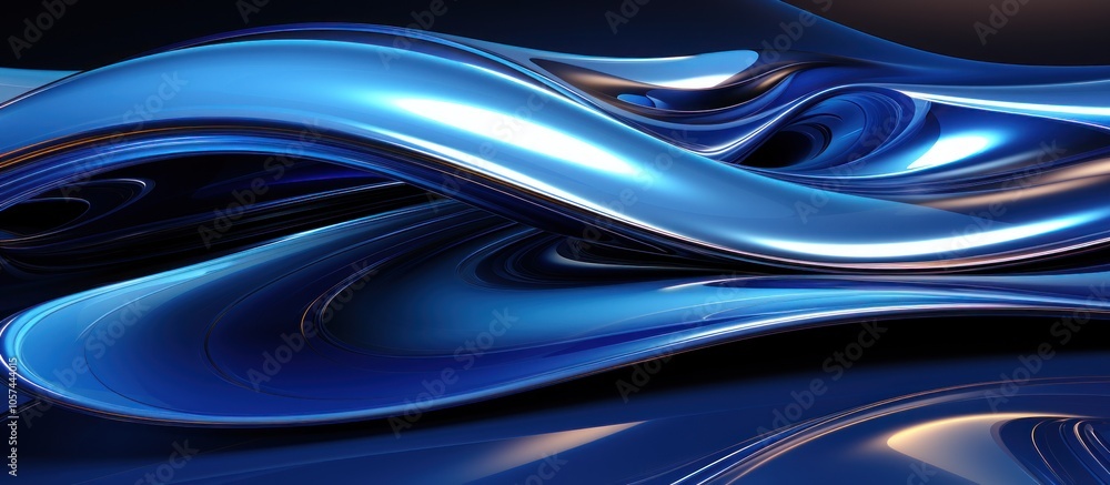 Aufkleber abstract blue waves with a glossy texture, creating a dynamic and fluid visual effect.