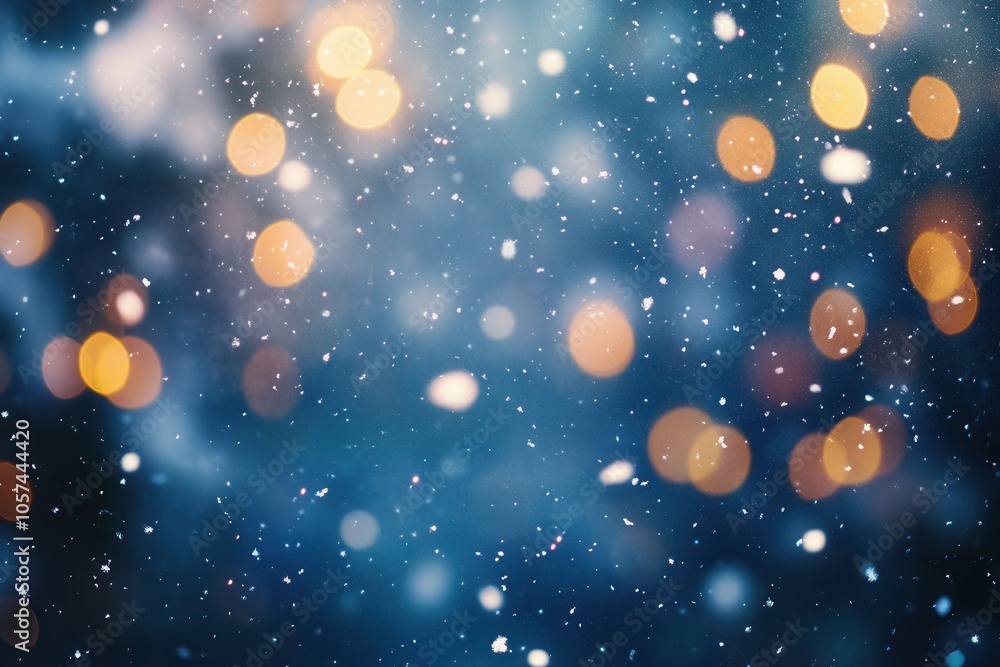 Poster festive bokeh lighting background showcasing continuous snowfall effect