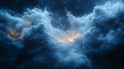 Abstract Blue and Orange Nebula Background