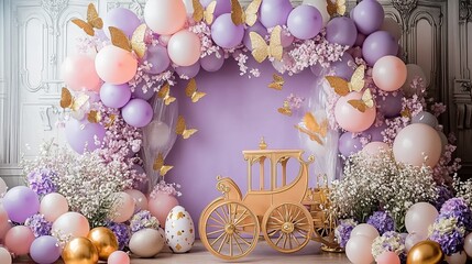 Enchanted Fairy Tale Cake Smash with Balloon Arch and Easter Egg Prop