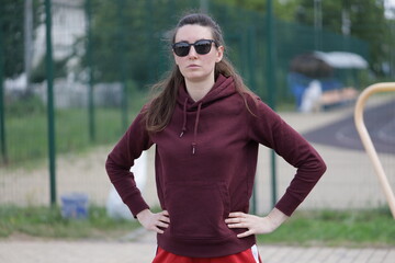 Woman exercising or doing workout session outside