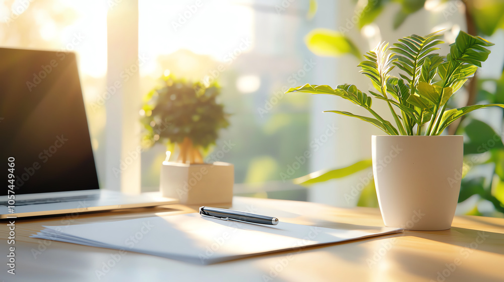 Poster efficient loan approval process creating a productive workspace with essential documents on an offic