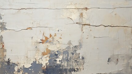 Obraz premium A weathered wall with peeling paint, revealing layers of faded color and a textured surface.