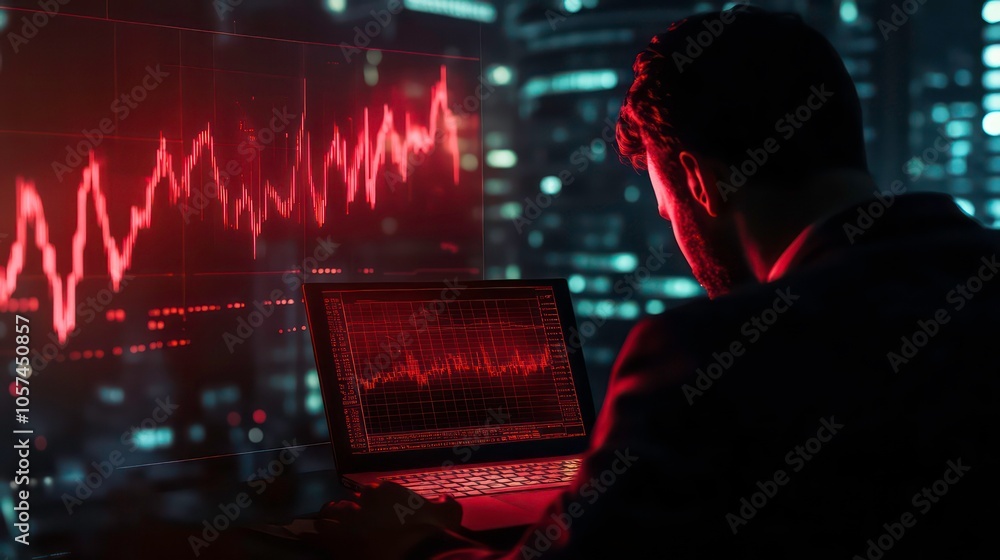Aufkleber A professional analyzing data trends on a laptop in a modern office setting.