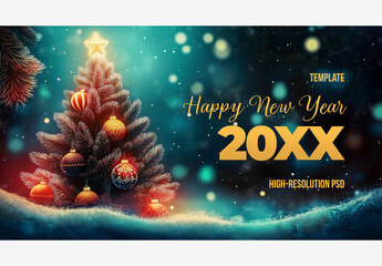 Create Stunning Holiday Templates: Christmas Tree & Snowy Backgrounds for a Magical Merry Christmas and Happy New Year Generative AI