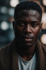 Portrait of young man with intense expression