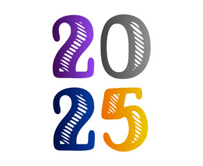 2025 Happy New Year Holiday Design Colorful Elegant Abstract Vector Illustration