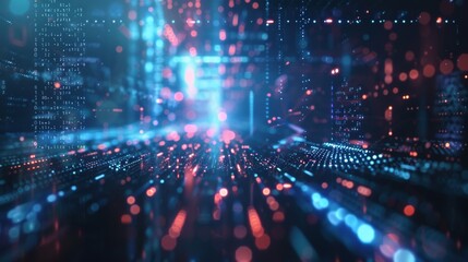 Fototapeta premium Futuristic data visualization with blue and red lights