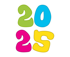 2025 Happy New Year Holiday Design Multicolor Elegant Abstract Vector Illustration