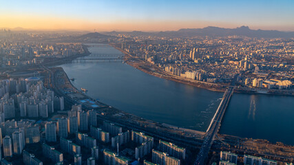 Seoul in winter is a beautiful city.Seoul city,South Korea