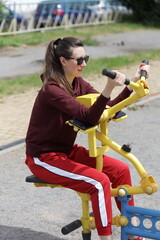 Woman exercising or doing workout session outside