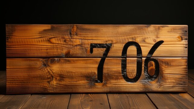 Black Number 706 Painted on a Rustic Wooden Sign