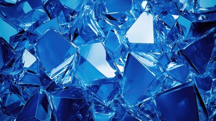 Abstract background with a modern blue gradient featuring crystal cut shapes. This image offers ample copy space, emphasizing the vibrant blue gradient and unique crystal cut design.