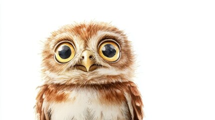 Obraz premium Adorable Chubby Baby Owl in Watercolor Style