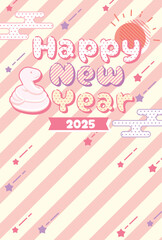 巳年　年賀状テンプレート　ポップなお正月