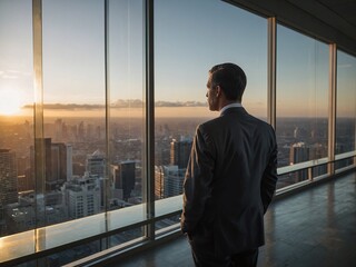 Fototapeta premium silhouette of a confident business professional in various city locations