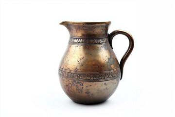 Antique brass vase isolated on white background.