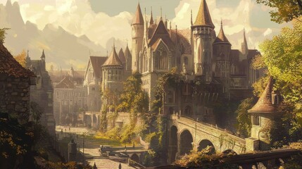 Fototapeta premium Medieval Castle Town