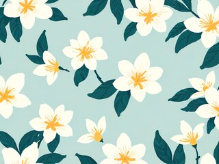 White Flowers on a Blue Background