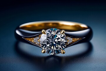 Hyper-realistic close-up of a diamond ring with intricate reflections and fine detail, showcasing the luxury and beauty in high-end jewelry, symbolizing refinement and detail